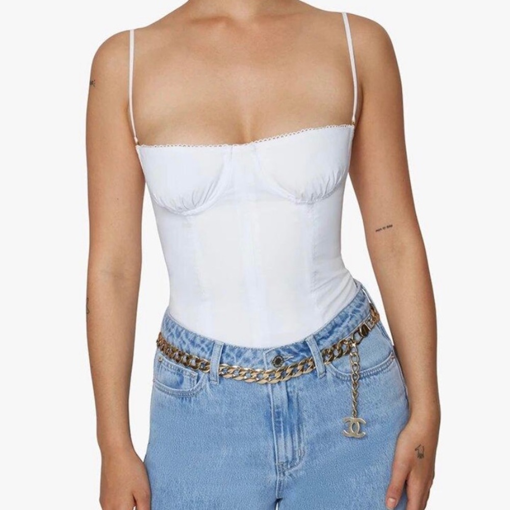 Weworewhat underwire poplin corset white